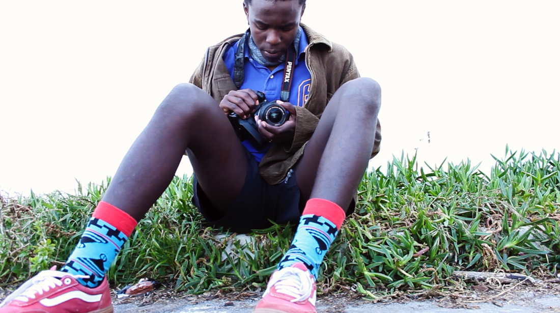 Densen wearing Wataka Basotho socks